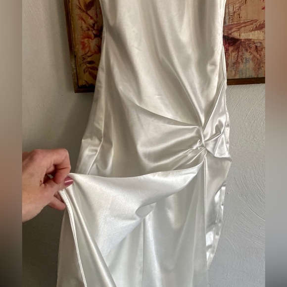 JLUXLABEL IVORY MIDI DRESS SLIT SPLIT DRESS STRETCH BODYCON - Picture 15 of 16